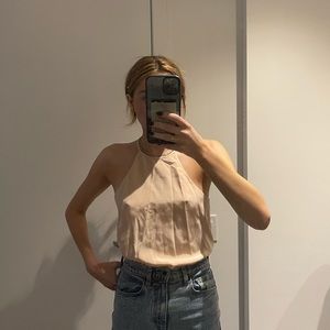 Tibi silk high neck tank top (Light pink, Size 0) (NEW W/TAG)